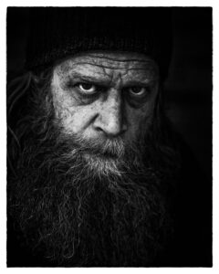 man, portrait, homeless, angry
