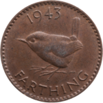 1943, George VI Farthing, English coin